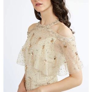 Designers Ellie Tahari Woman Tristana Cold-shoulder Embellished Mini Dress Silk